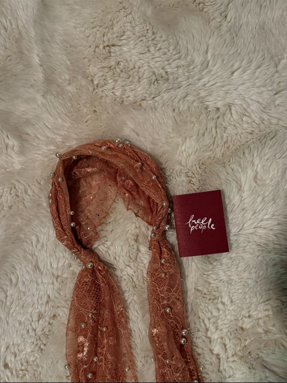Free People Rembrant Blush Lace Hair Scarf Headband - Picture 3 of 6